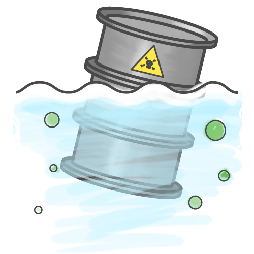 Barrel of oil in the sea