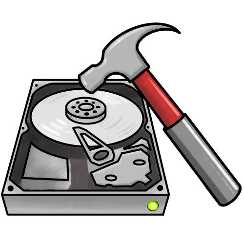 A hard disk drive and a hammer