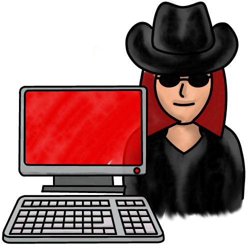 Illustration of a computer and hacker